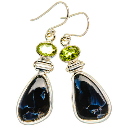 Ana Silver Co Pietersite, Peridot Earrings 1 3/4" (925 Sterling Silver)