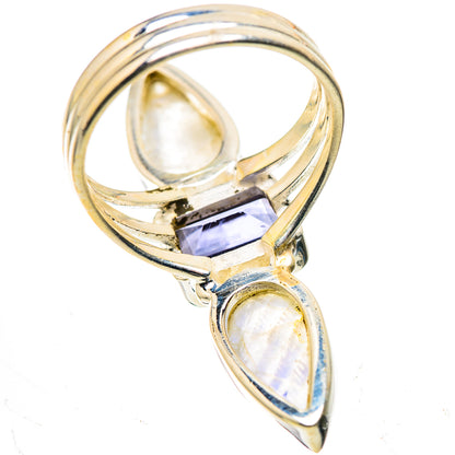 Large Faceted Tanzanite, Rainbow Moonstone Ring Size 7.5 (925 Sterling Silver) RING136069