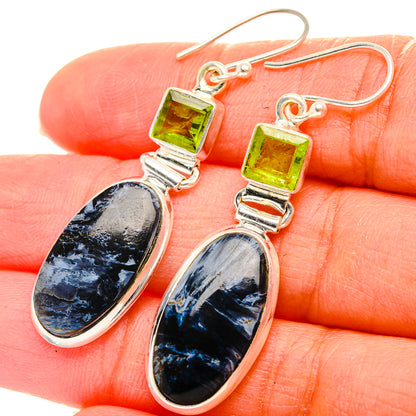 Ana Silver Co Pietersite, Peridot Earrings 2" (925 Sterling Silver)