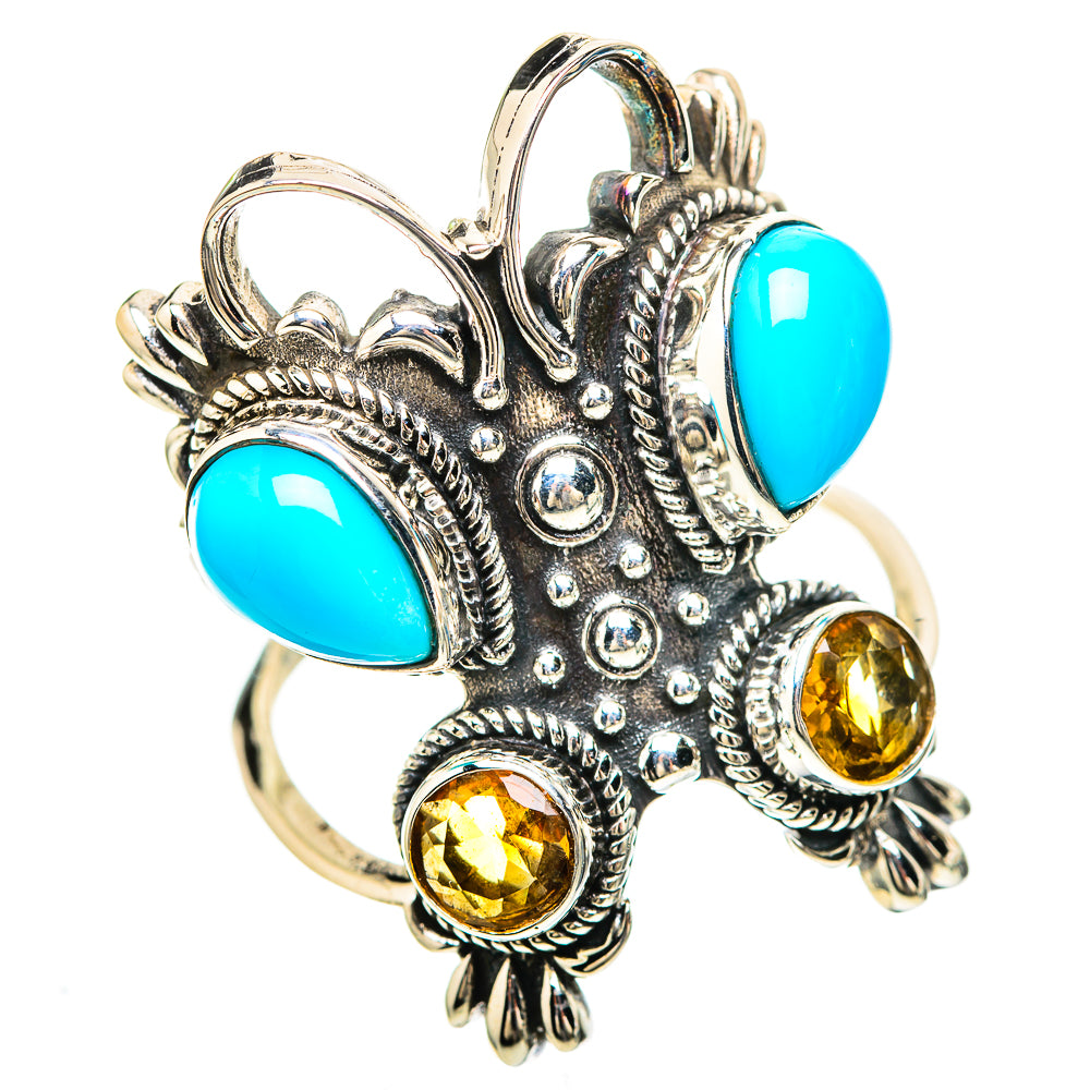 Large Sleeping Beauty Turquoise, Citrine Ring Size 9.5 (925 Sterling Silver) RING136546