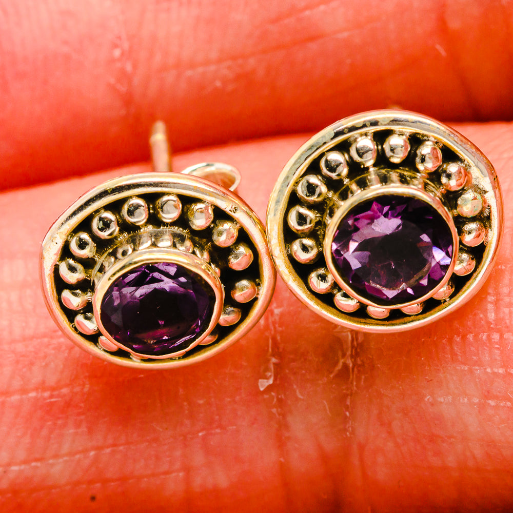 Faceted Amethyst Earrings 3/8" (925 Sterling Silver) EARR431819