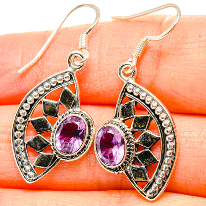 Faceted Amethyst Earrings 1 1/2" (925 Sterling Silver) EARR431480