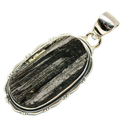 Black Tourmaline Pendant 1 3/4" (925 Sterling Silver) PD36322