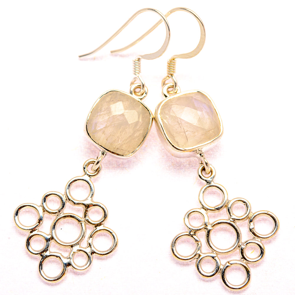 Rainbow Moonstone Earrings 2 1/8" (925 Sterling Silver) EARR431816