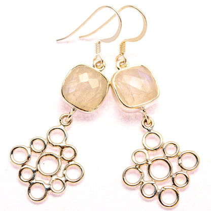 Rainbow Moonstone Earrings 2 1/8" (925 Sterling Silver) EARR431816