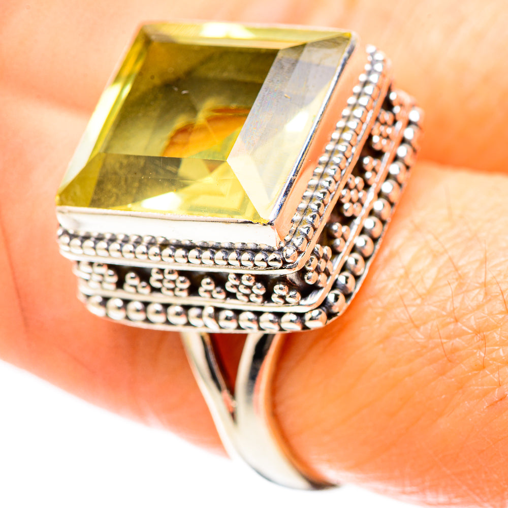 Faceted Lemon Quartz 925 Sterling Silver Ring Size 8 (925 Sterling Silver) RING137274