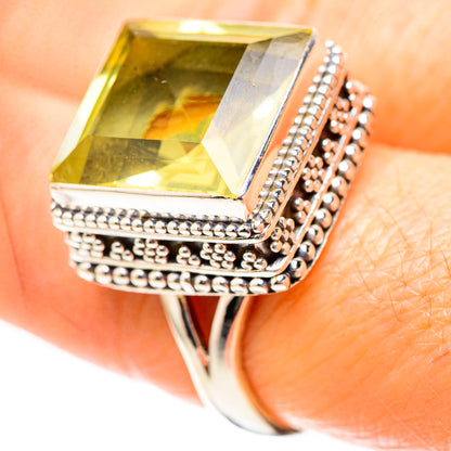 Faceted Lemon Quartz 925 Sterling Silver Ring Size 8 (925 Sterling Silver) RING137274