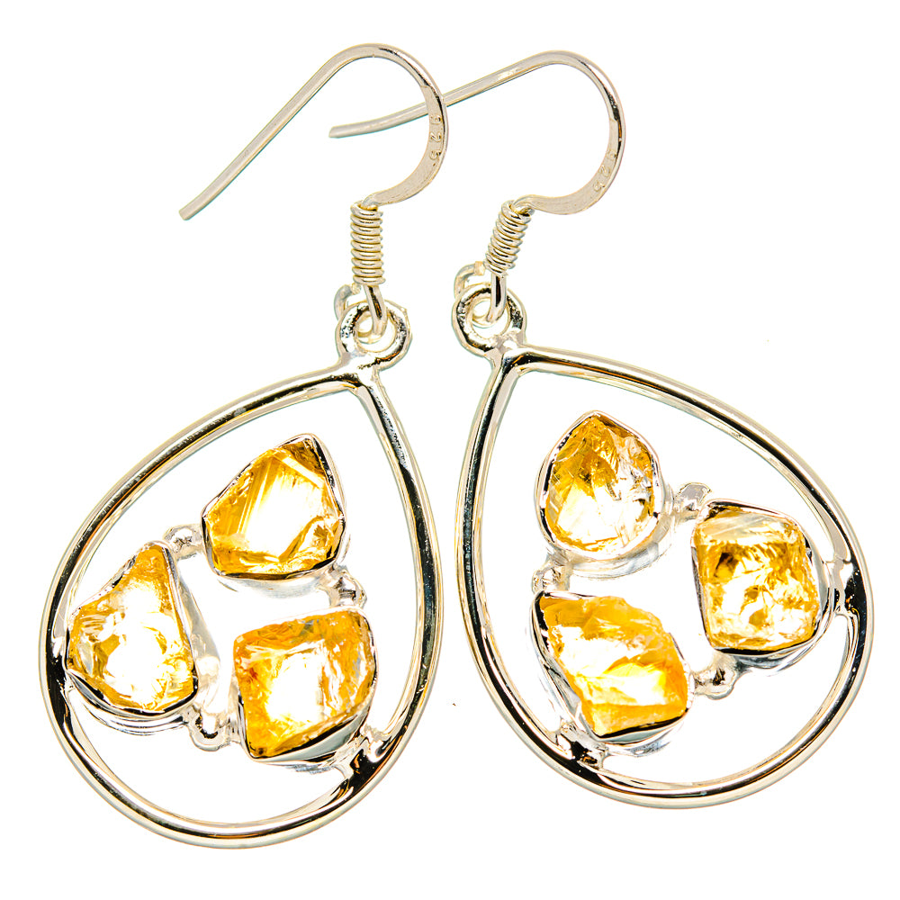 Rough Citrine Earrings 1 3/4" (925 Sterling Silver) EARR431476