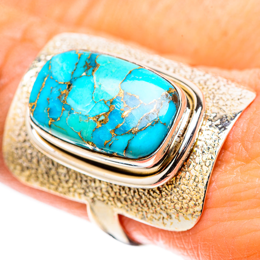 Blue Copper Composite Turquoise 925 Sterling Silver Ring Size 9 (925 Sterling Silver) RING137719
