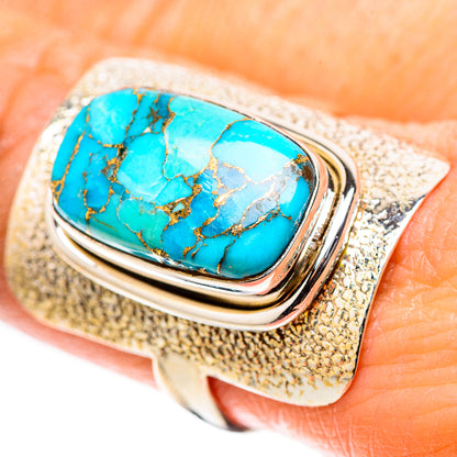 Blue Copper Composite Turquoise 925 Sterling Silver Ring Size 9 (925 Sterling Silver) RING137719