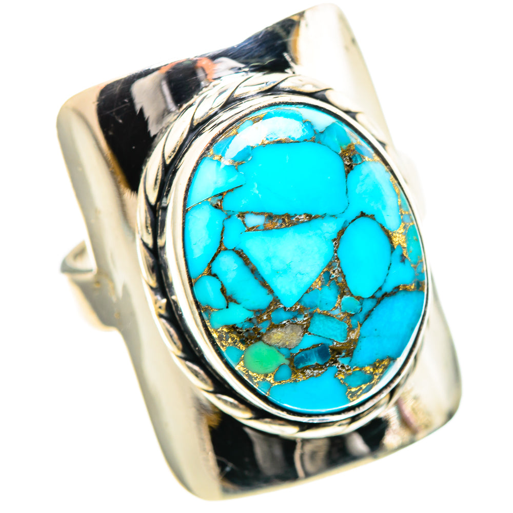 Blue Copper Composite Turquoise Ring Size 7.5 (925 Sterling Silver) RING136687