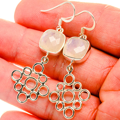 Rainbow Moonstone Earrings 2 1/8" (925 Sterling Silver) EARR431816