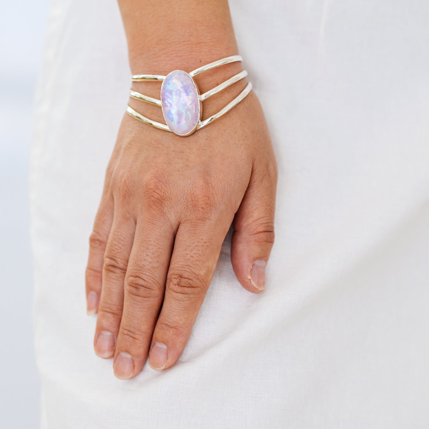 Rainbow Moonstone Bracelets handcrafted by Ana Silver Co - BR90082