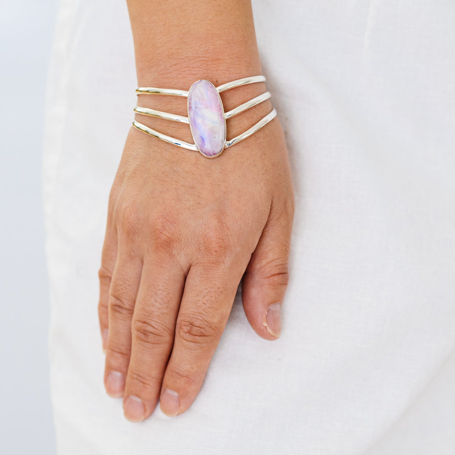 Rainbow Moonstone Bracelets handcrafted by Ana Silver Co - BR90084