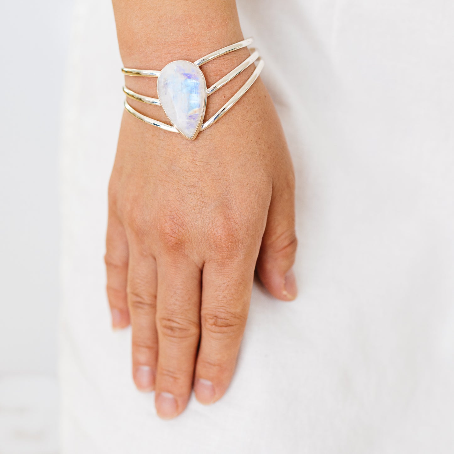 Rainbow Moonstone Bracelets handcrafted by Ana Silver Co - BR90085