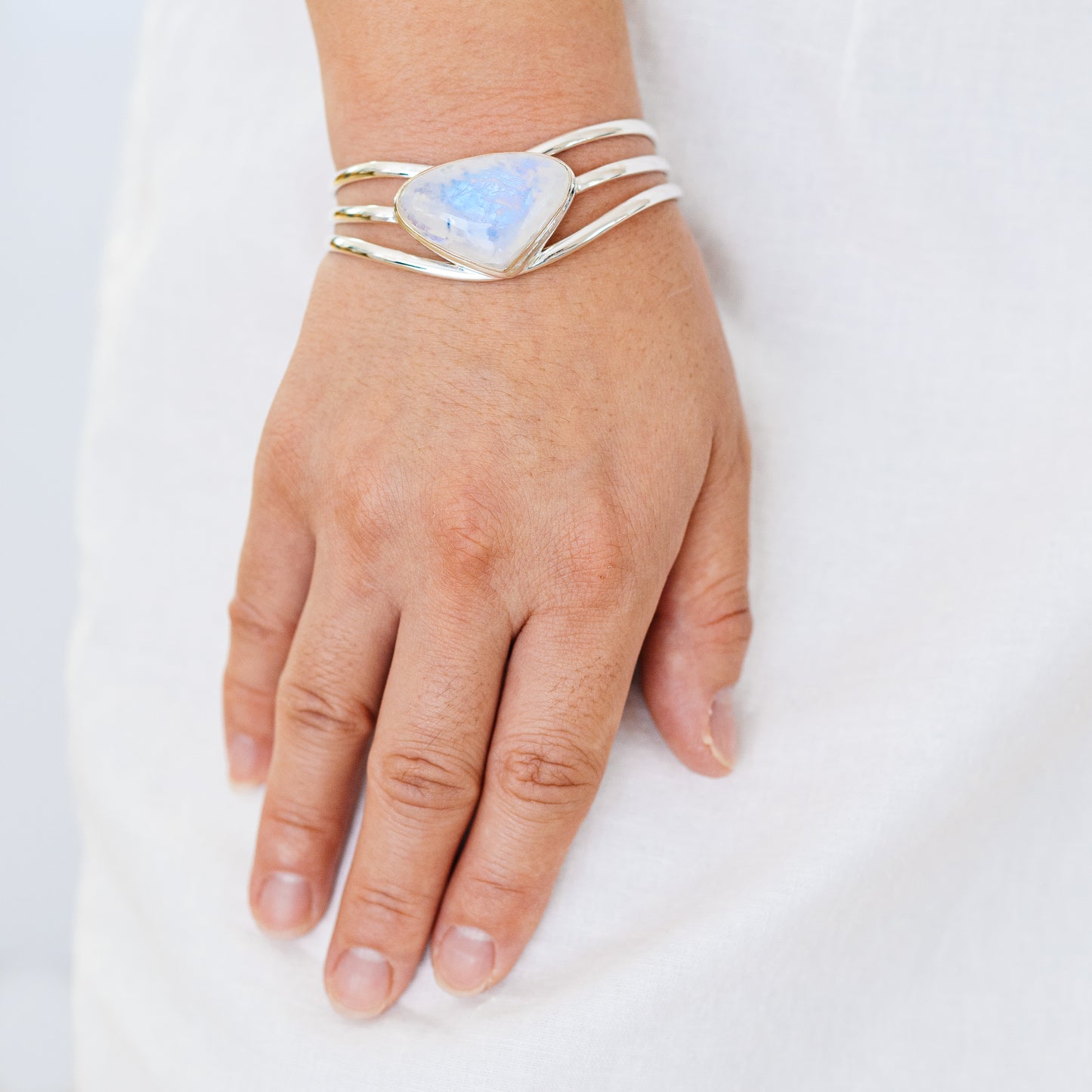 Rainbow Moonstone Bracelets handcrafted by Ana Silver Co - BR90086