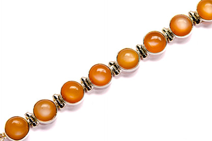 Peach Moonstone Bracelets handcrafted by Ana Silver Co - BR90006