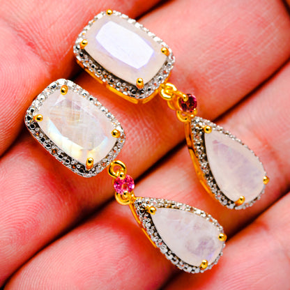 Rainbow Moonstone Earring handcrafted by Ana Silver Co - E8103