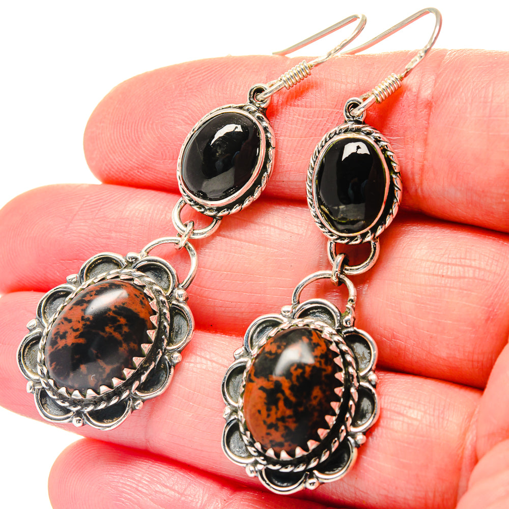 Mahogany Obsidian Earrings handcrafted by Ana Silver Co - EARR423570