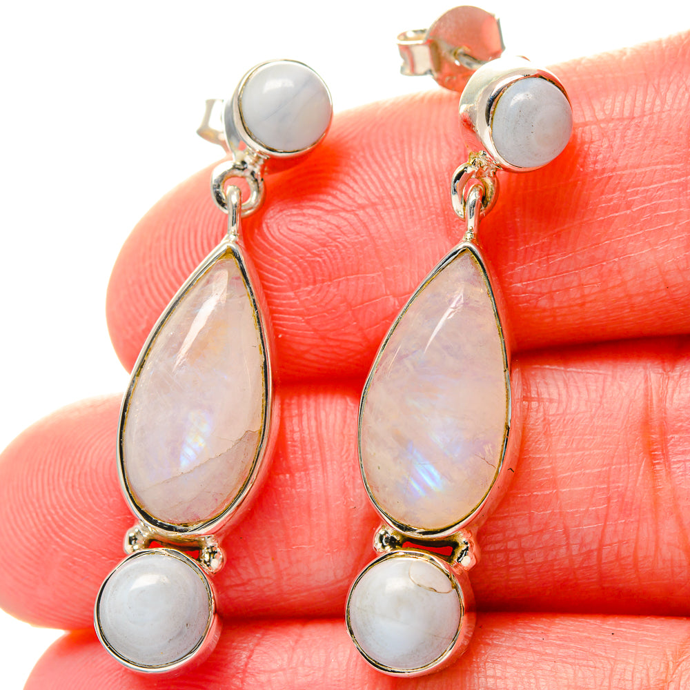 Rainbow Moonstone Earrings handcrafted by Ana Silver Co - EARR423590