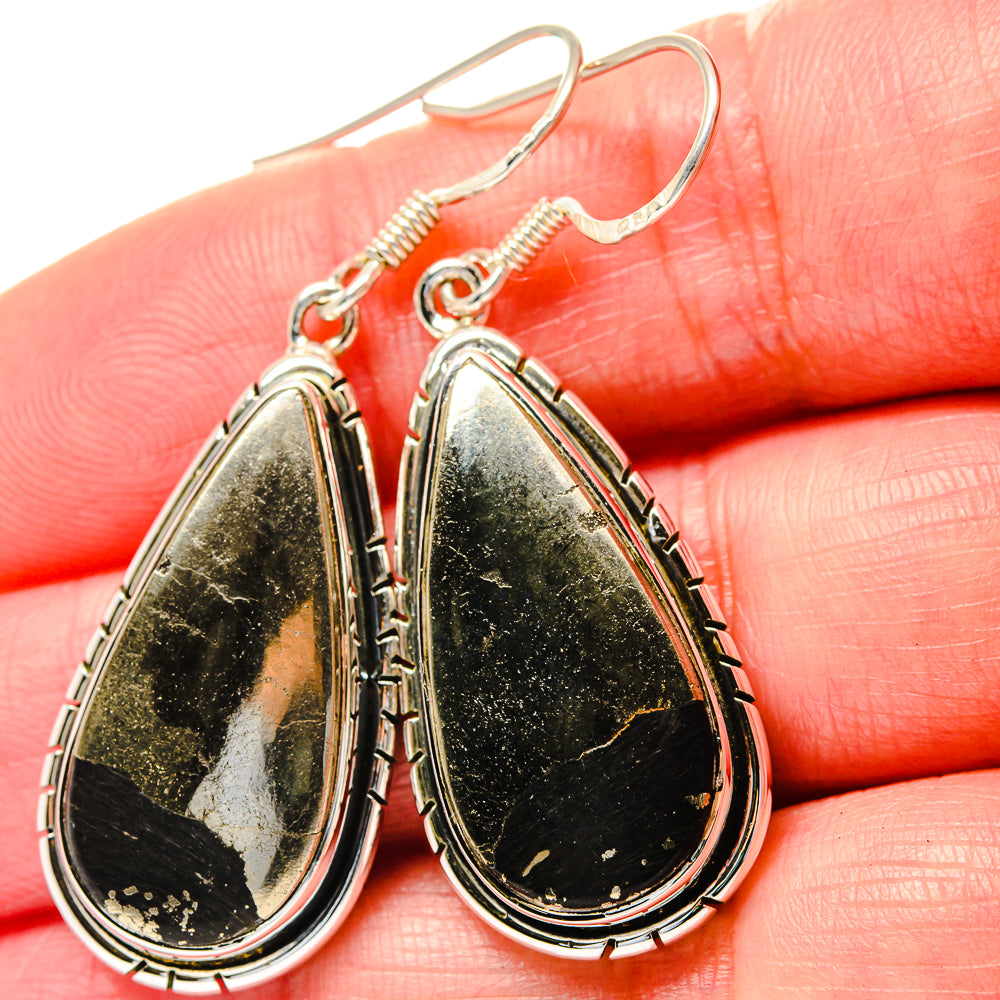 Pyrite Agate Earrings handcrafted by Ana Silver Co - EARR423595