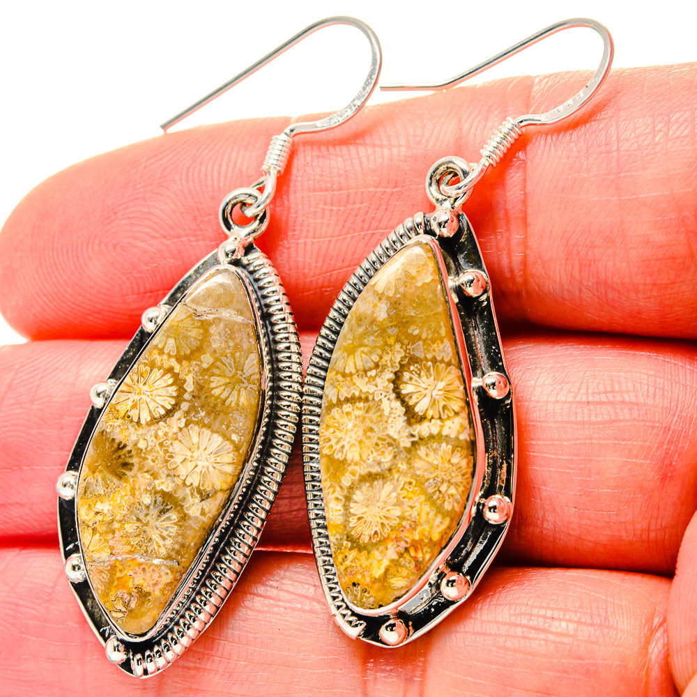 Fossil Coral Earrings handcrafted by Ana Silver Co - EARR423598