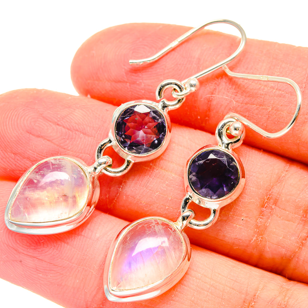 Rainbow Moonstone Earrings handcrafted by Ana Silver Co - EARR423617