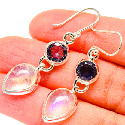 Rainbow Moonstone Earrings handcrafted by Ana Silver Co - EARR423617