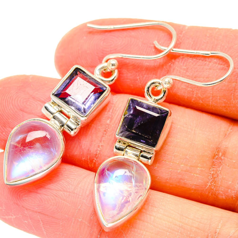 Rainbow Moonstone Earrings handcrafted by Ana Silver Co - EARR423648