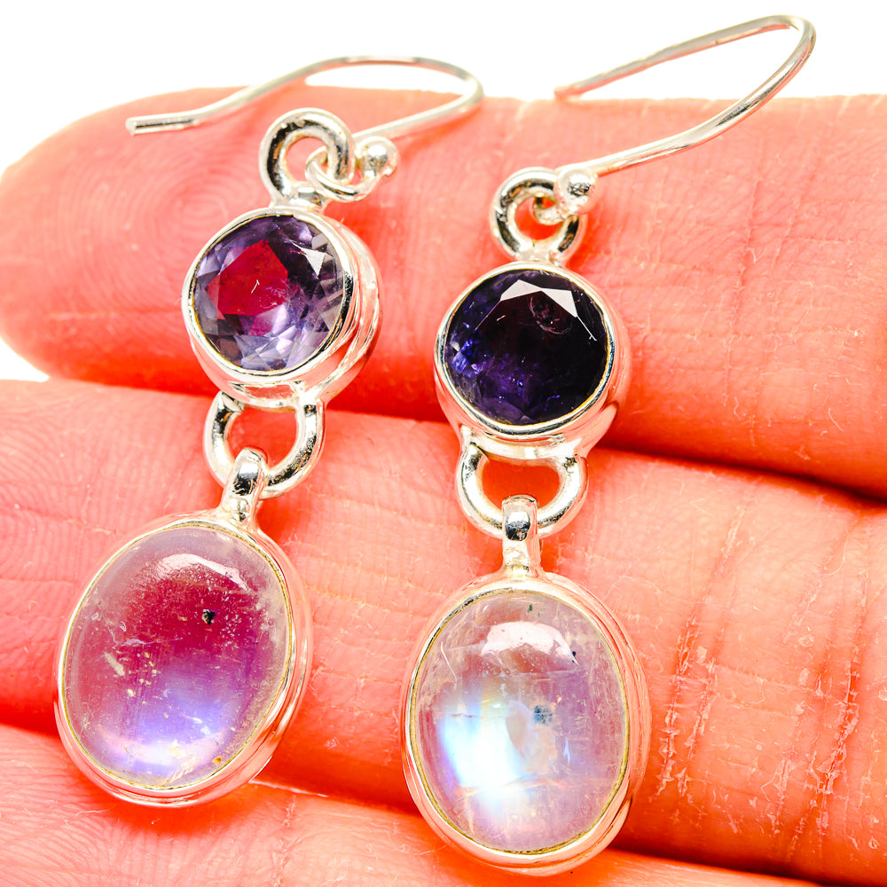 Rainbow Moonstone Earrings handcrafted by Ana Silver Co - EARR423652