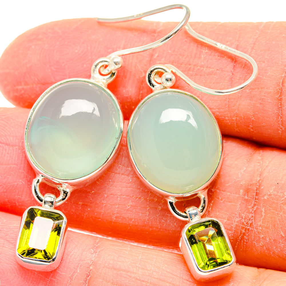 Aqua Chalcedony Earrings handcrafted by Ana Silver Co - EARR423662
