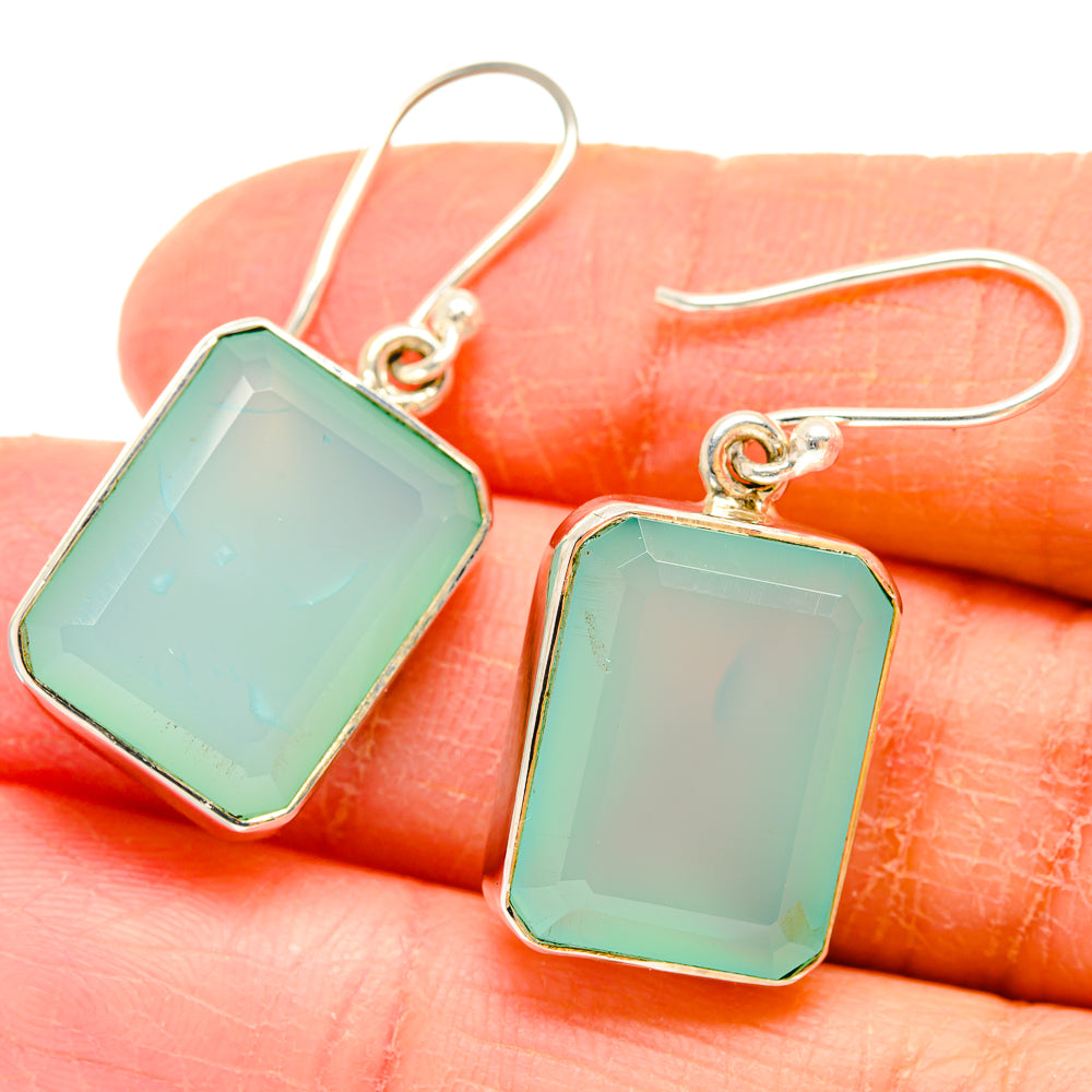 Aqua Chalcedony Earrings handcrafted by Ana Silver Co - EARR423683