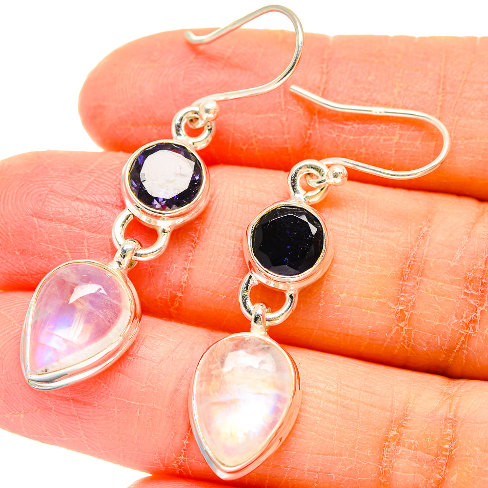 Rainbow Moonstone Earrings handcrafted by Ana Silver Co - EARR423693