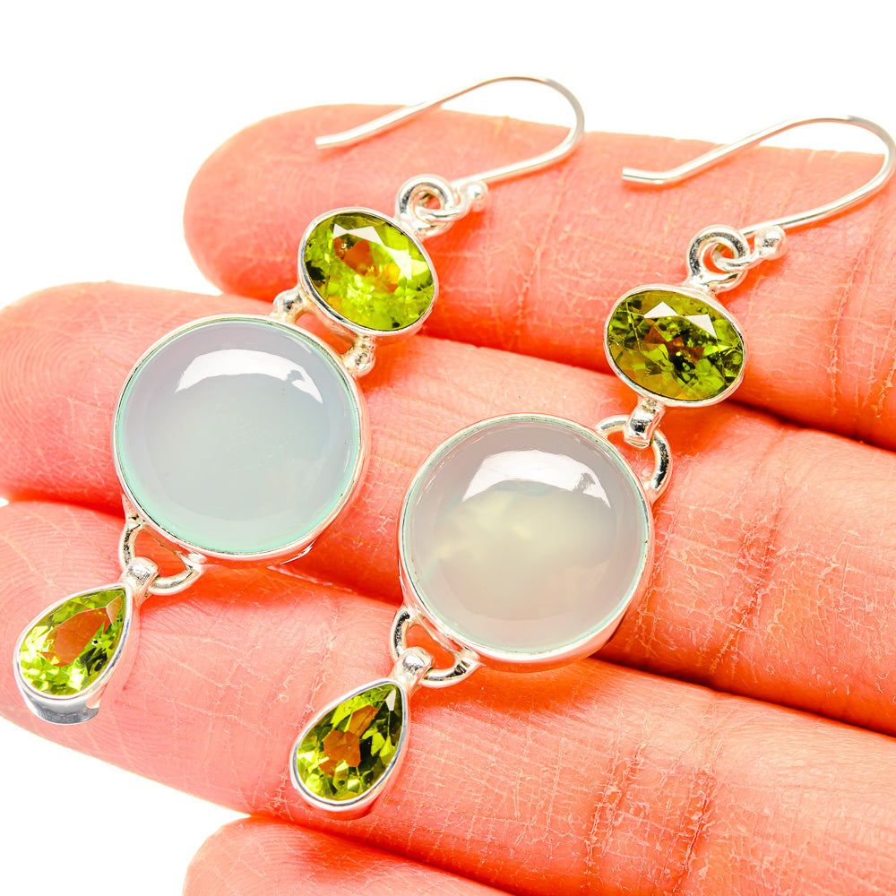 Aqua Chalcedony Earrings handcrafted by Ana Silver Co - EARR423703