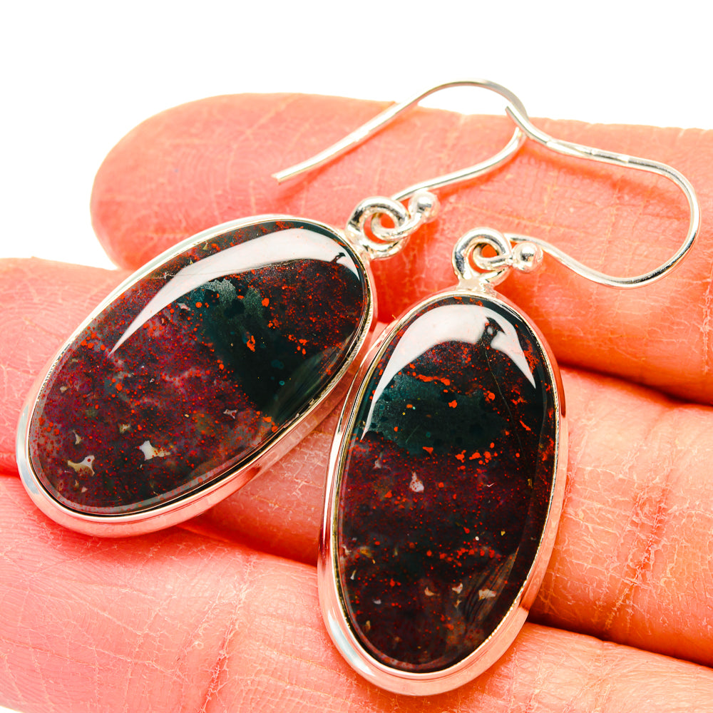 Bloodstone Earrings handcrafted by Ana Silver Co - EARR423705