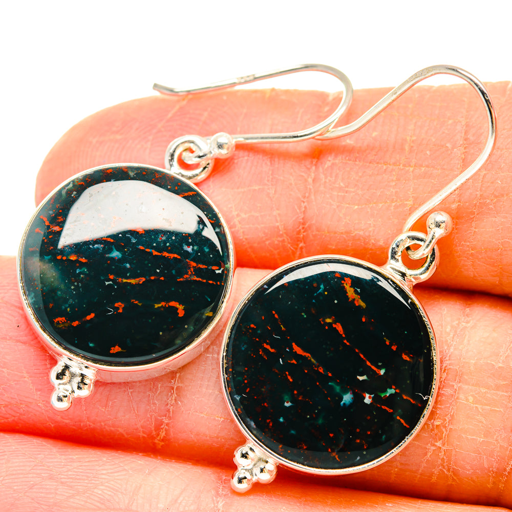 Bloodstone Earrings handcrafted by Ana Silver Co - EARR423713