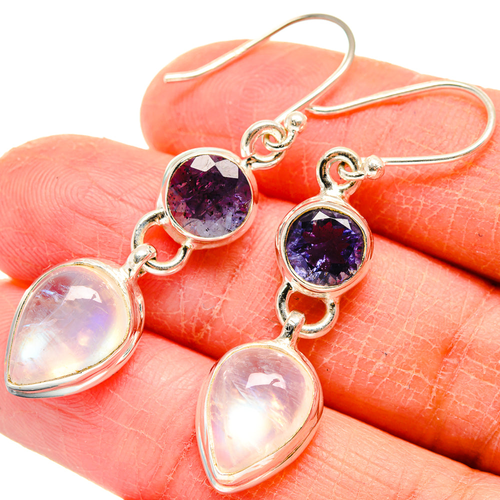 Rainbow Moonstone Earrings handcrafted by Ana Silver Co - EARR423717
