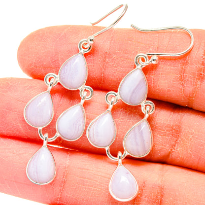 Blue Lace Agate Earrings handcrafted by Ana Silver Co - EARR423744