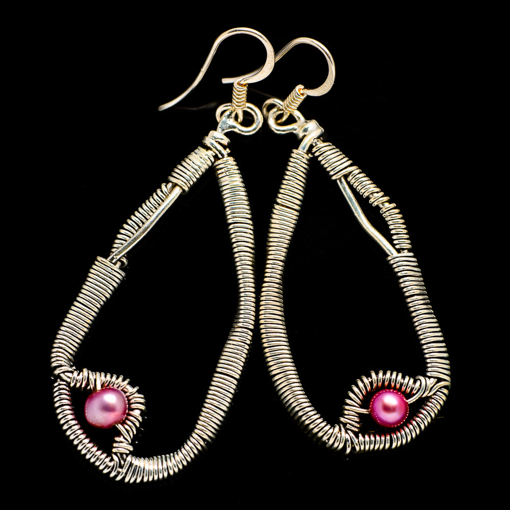 Pink Cultured Pearl Earrings handcrafted by Ana Silver Co - EARR400503