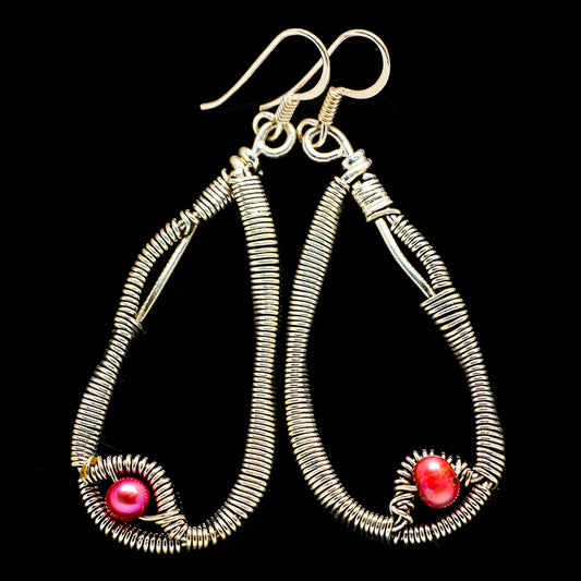 Pink Cultured Pearl Earrings handcrafted by Ana Silver Co - EARR400560