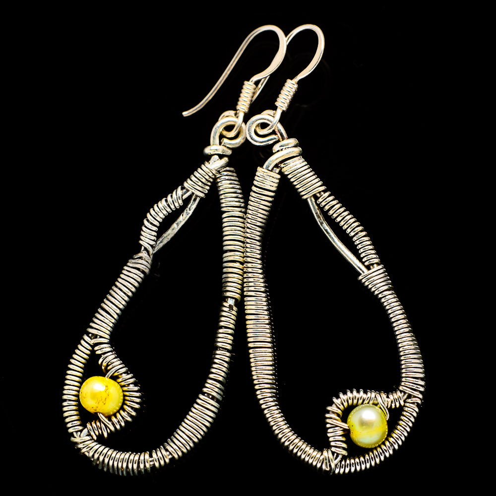 Yellow Cultured Pearl Earrings handcrafted by Ana Silver Co - EARR400570