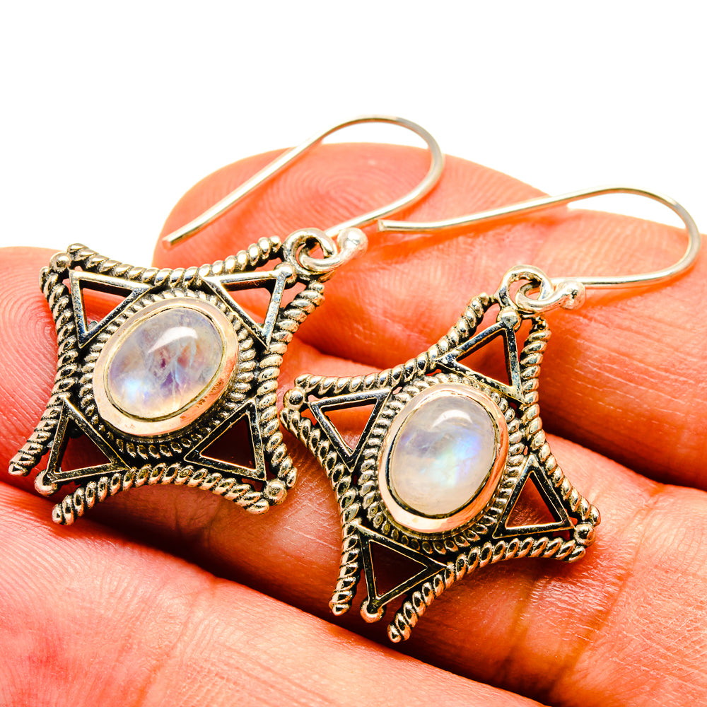 Rainbow Moonstone Earrings handcrafted by Ana Silver Co - EARR406710