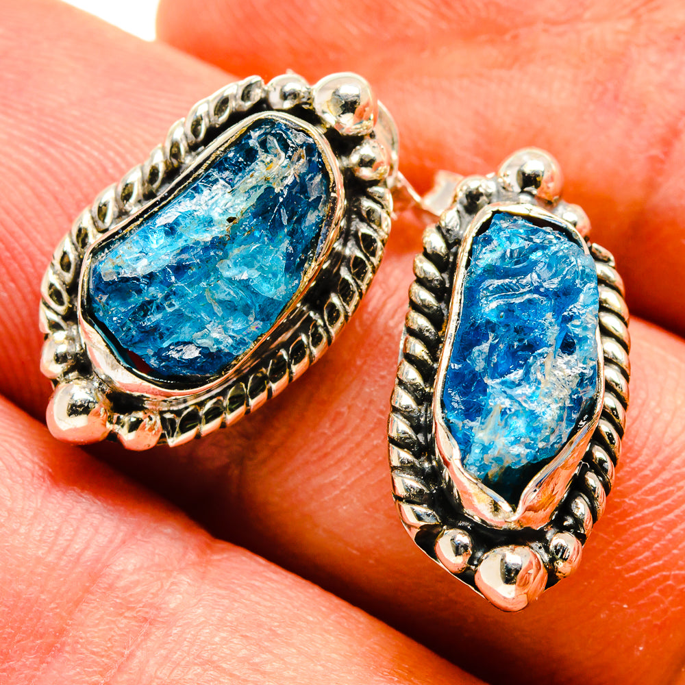 Blue Fluorite Earrings handcrafted by Ana Silver Co - EARR407112