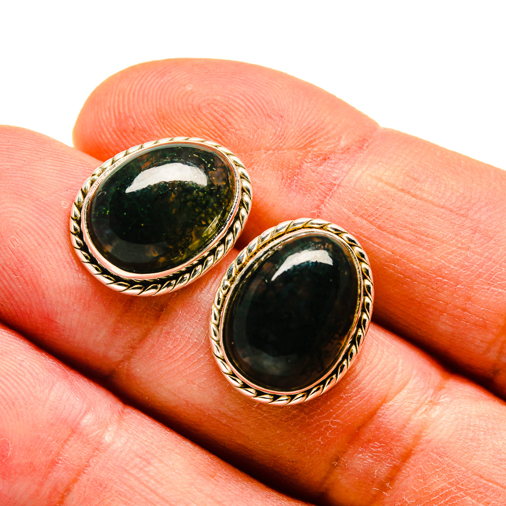 Green Moss Agate Earrings handcrafted by Ana Silver Co - EARR408237