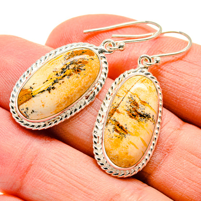 Teardrop picture jasper earrings in 925 sterling silver with fishhook backs