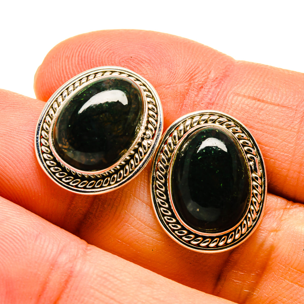 Green Moss Agate Earrings handcrafted by Ana Silver Co - EARR409701