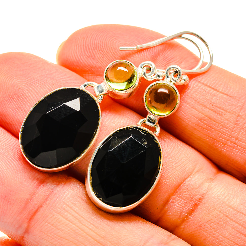Black Onyx, Peridot Earrings handcrafted by Ana Silver Co - EARR409802