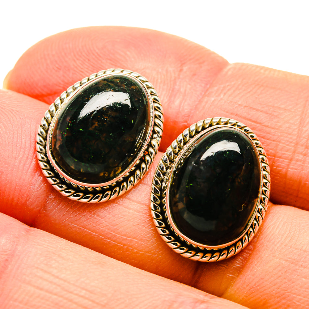 Green Moss Agate Earrings handcrafted by Ana Silver Co - EARR409844