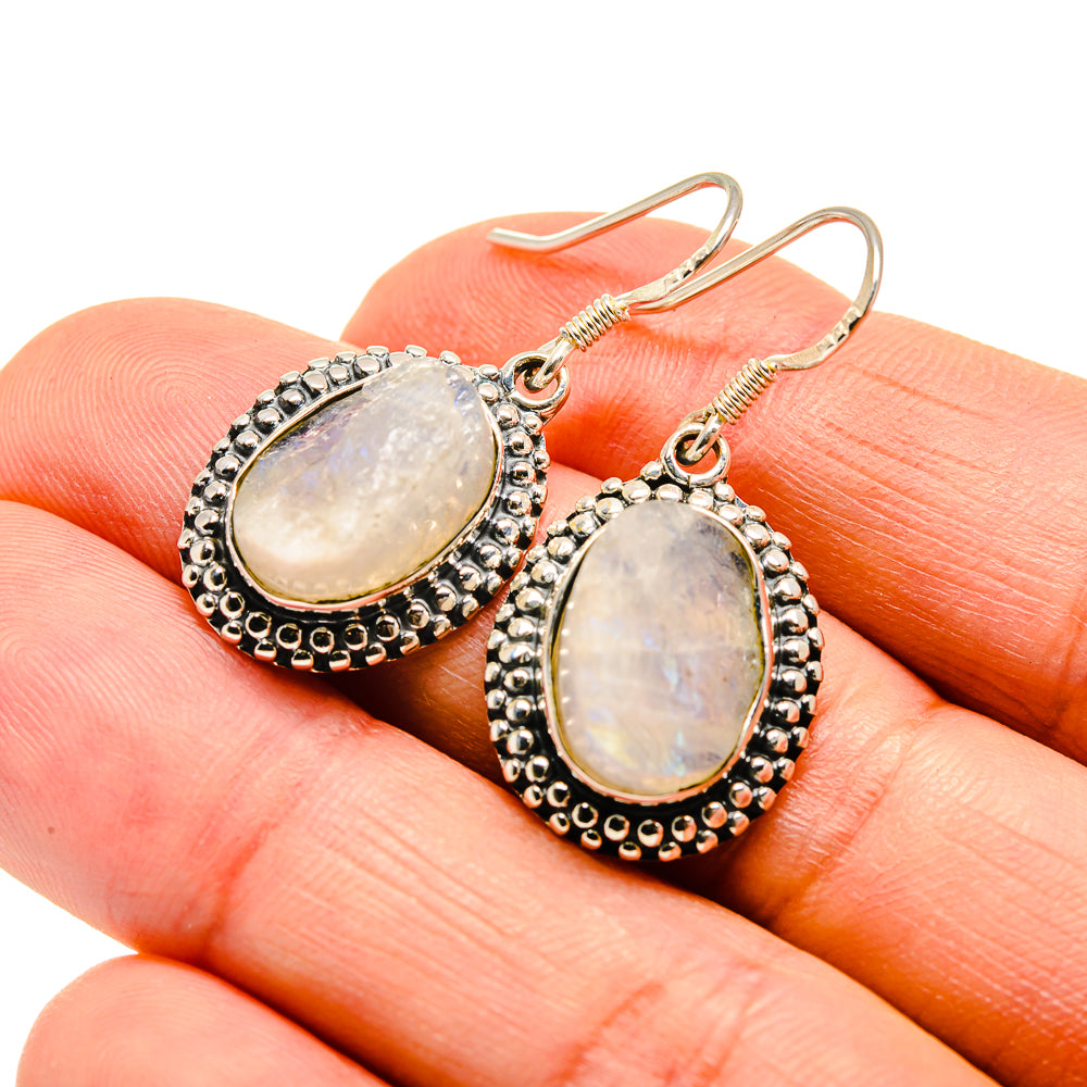 Rainbow Moonstone Earrings handcrafted by Ana Silver Co - EARR409989