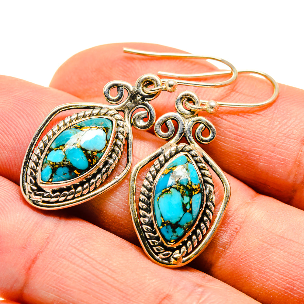 Blue Copper Composite Turquoise Earrings handcrafted by Ana Silver Co - EARR410069